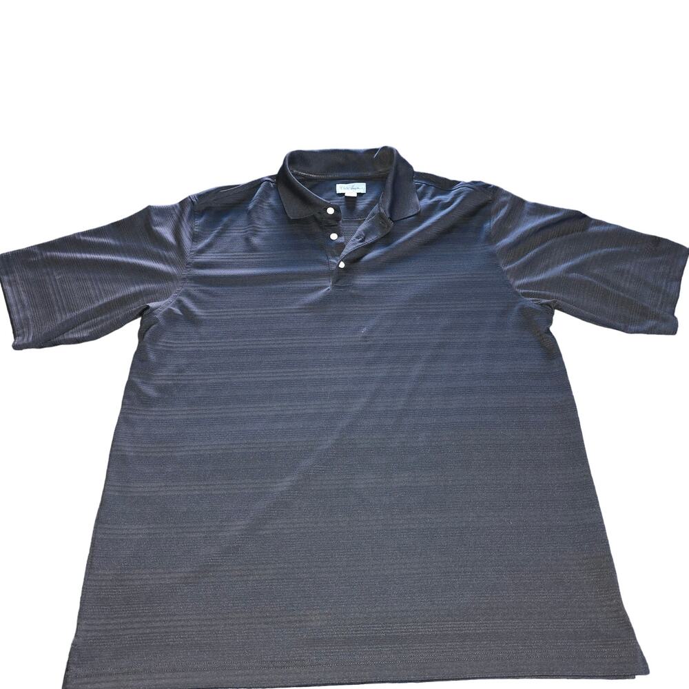 Mens Walter Hagen Black Textured Print Polyester/Spandex Polo Golf Shirt Size XL